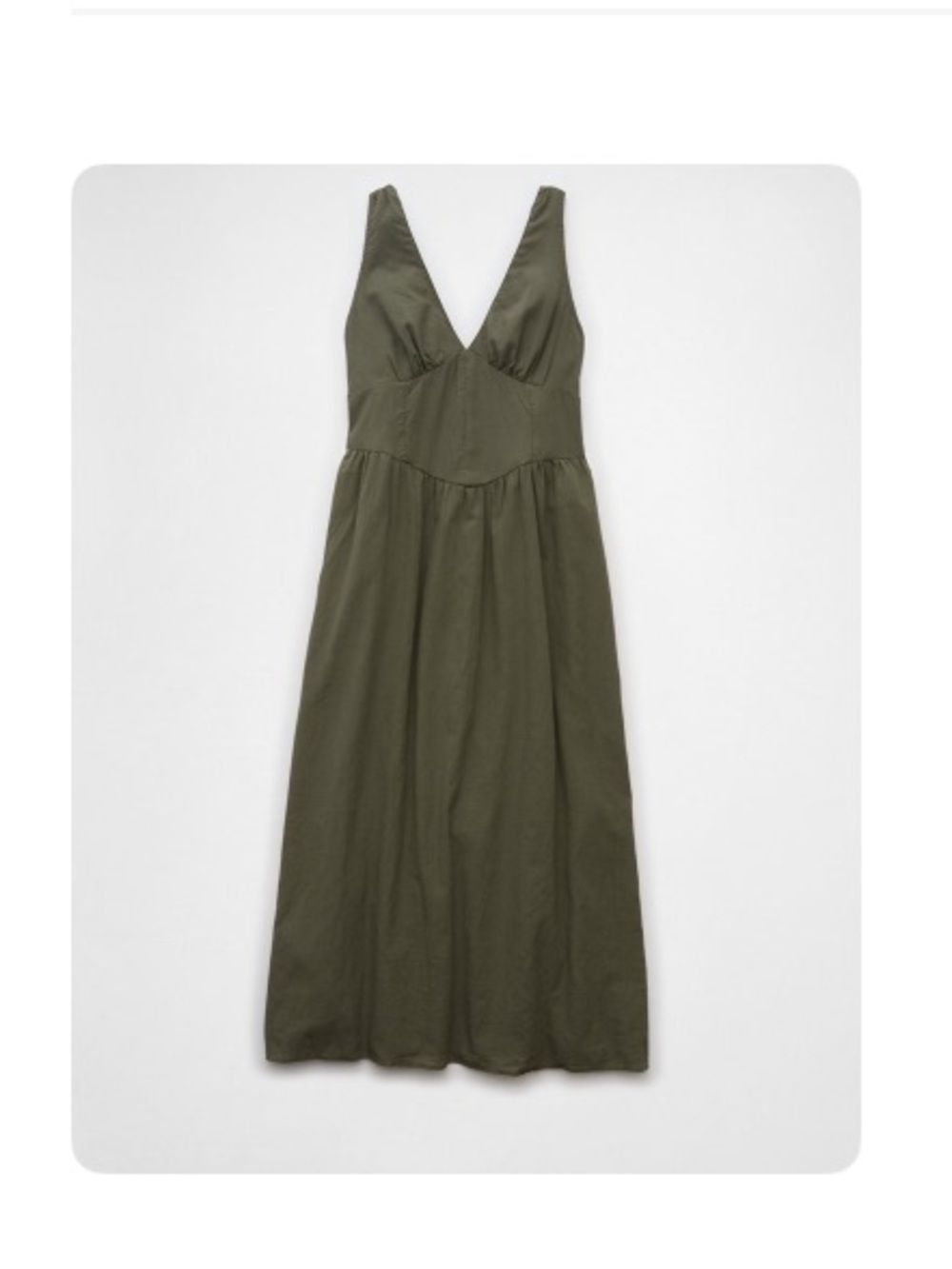 American Eagle Outfitters Olive Green V-Neck Corset Dress